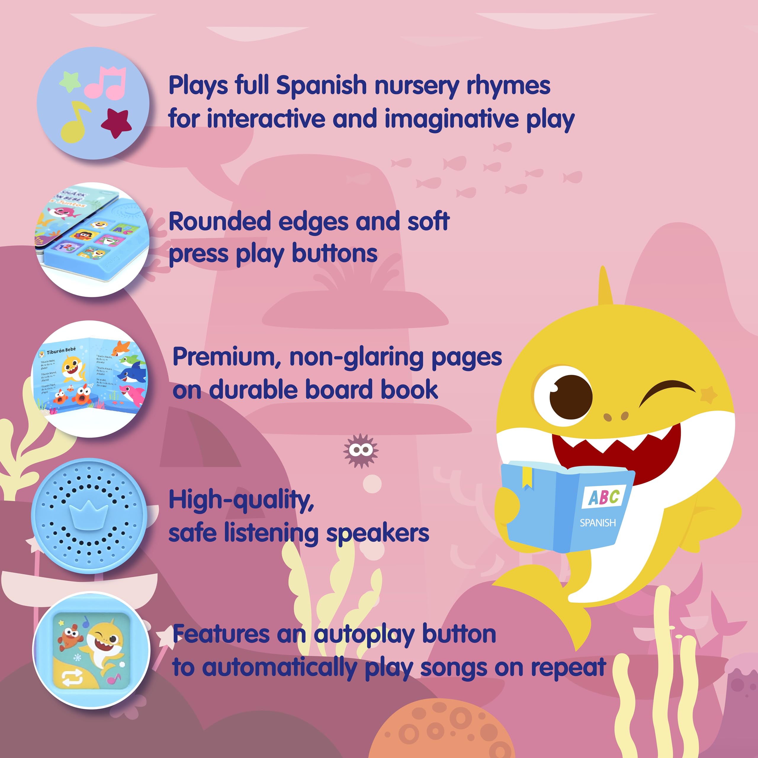 Baby Shark Sing-Alongs 6-Button Sound Book | Pinkfong Interactive Learning Toy for Toddlers | Nursery Rhymes Educational Book | Perfect Gift for Kids & Baby Shark Fans | Great for Bedtime, Playtime & Early Learning