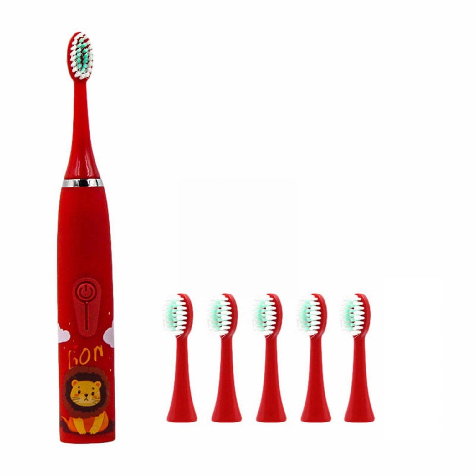 Mllkcao Kids Electric Toothbrush - USB Rechargeable, 4 Cleaning Modes with 6 Soft Bristle Heads | Cartoon Design for Children | Perfect for Home, Travel & Daily Oral Care