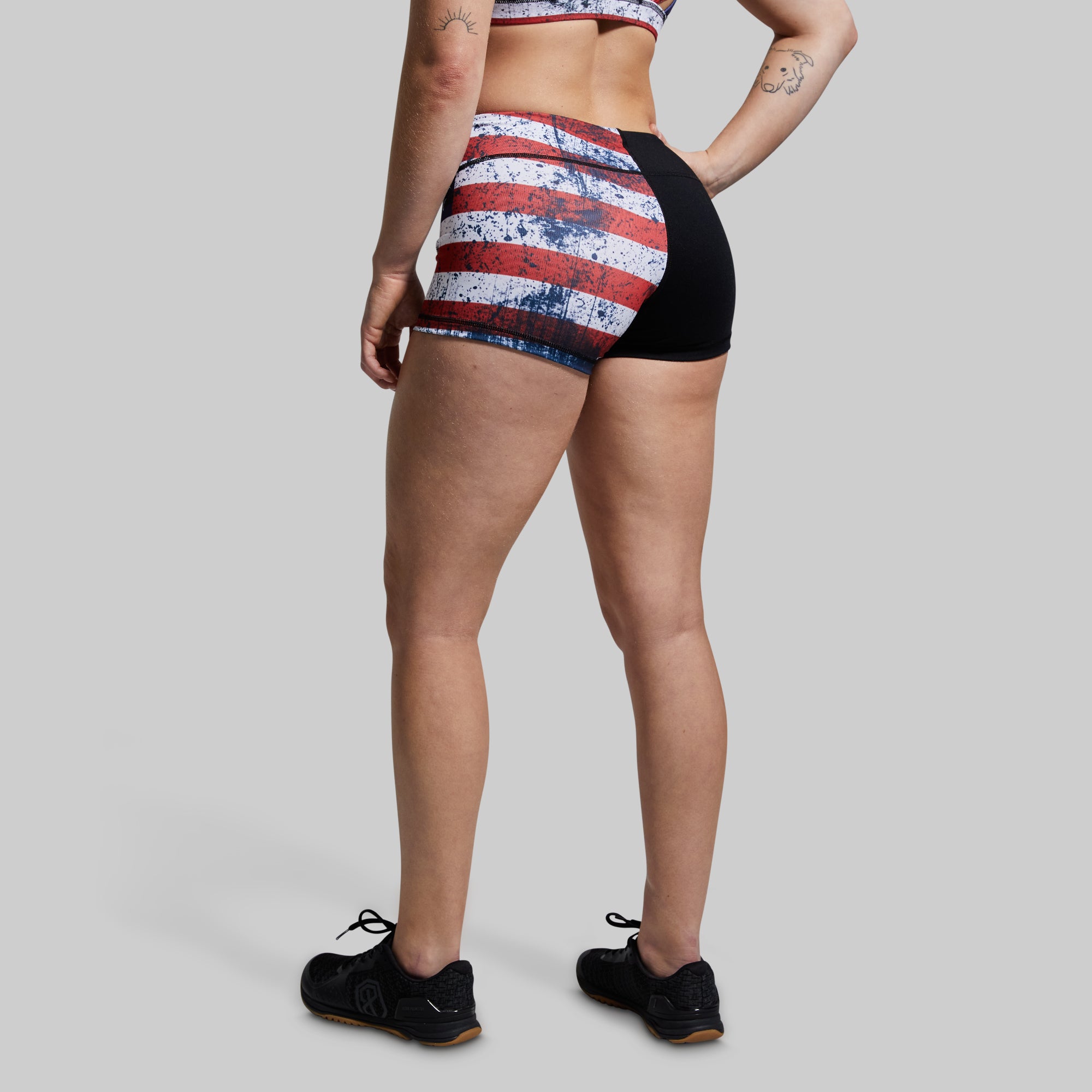 Double Take Booty Shorts (Patriot) - High Waisted Workout Shorts for Women - Perfect for Gym, Running & Yoga