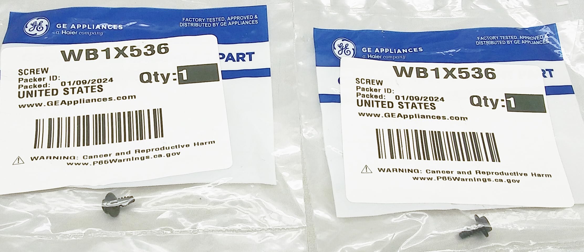 Genuine OEM WB1K5073 High Temperature Screw Set (2 Pack) - 1/2