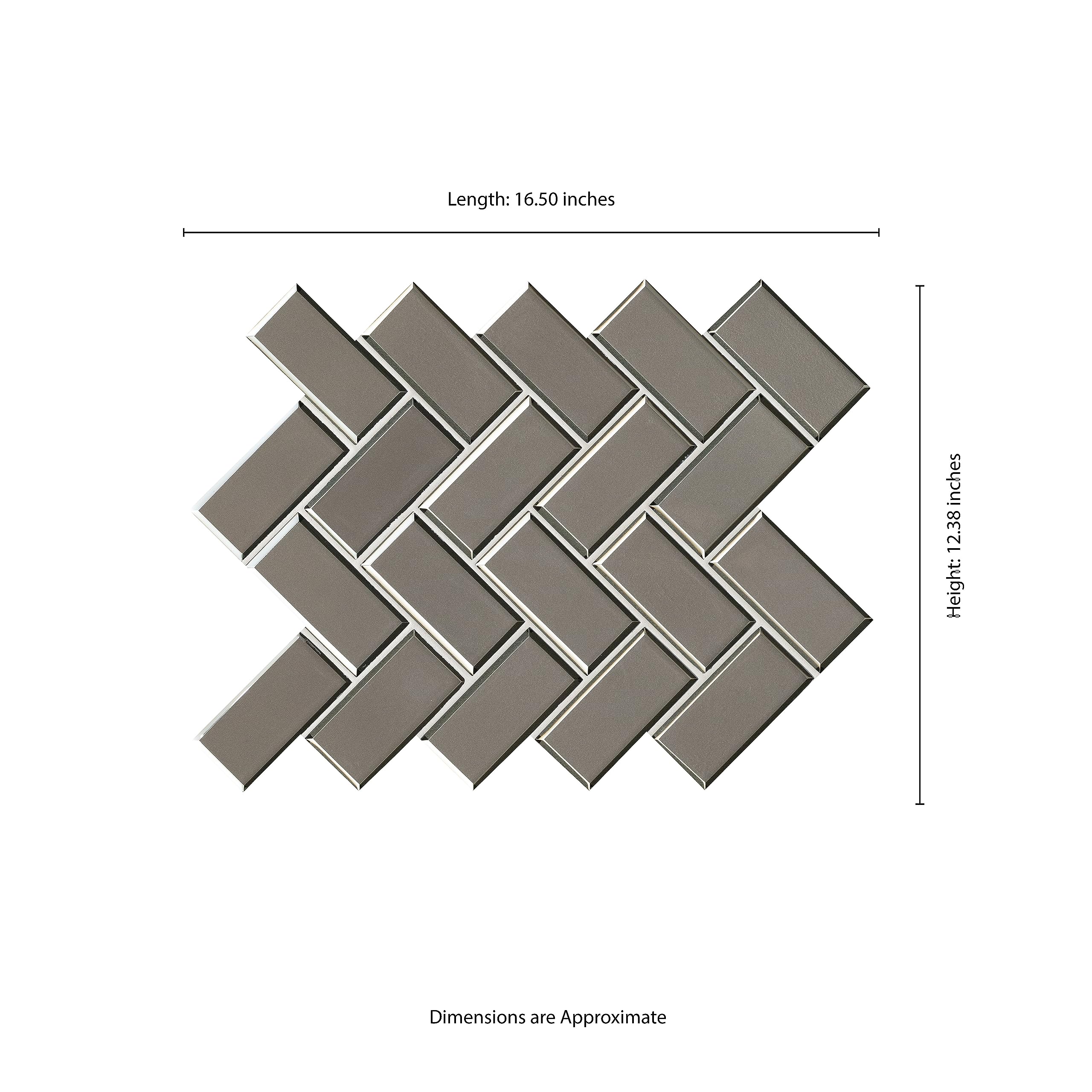 MSI Champagne Bevel Herringbone Glass Mosaic Tile - 13.86
