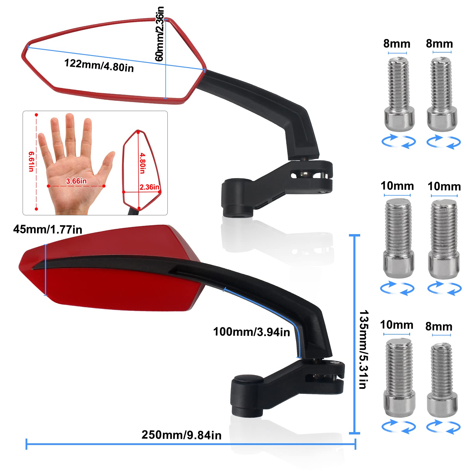 Adjustable Bike Mirror - 360° Rotatable Handlebar Rearview Mirror for Safe Cycling | Wide Angle, Shockproof Bicycle Mirror | Perfect for Commuting, Road Biking & Mountain Trails