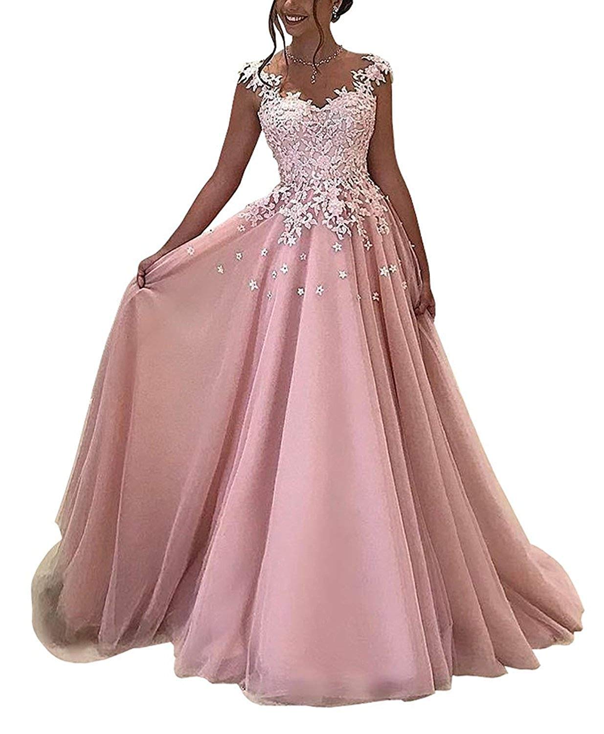 Elegant Lace Prom Dress Long Formal Evening Gown with V-Neck & Sleeveless Design - Perfect for Wedding Guest, Homecoming, Quinceañera & Special Occasions