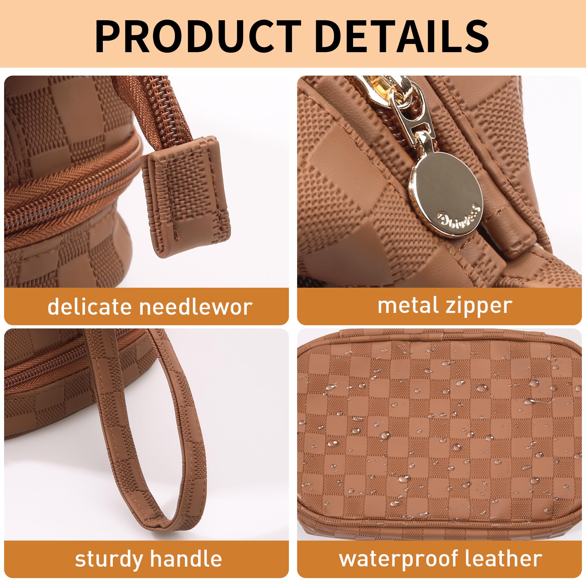 Abiudeng Large Waterproof Makeup Bag - Travel Cosmetic Organizer with Bottom Pouch, Cute Toiletry Bag for Women | Perfect for Travel, Gym & Daily Essentials Storage