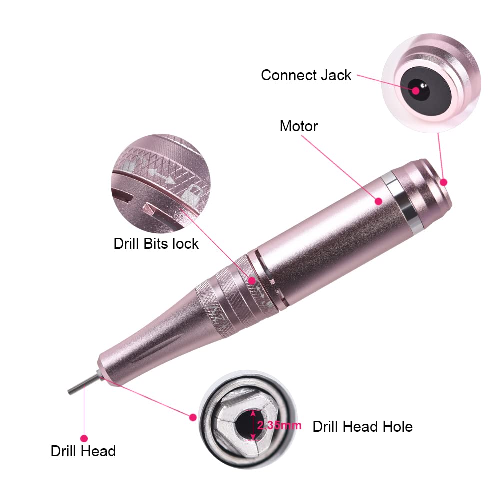 KADS 35000RPM Professional Electric Nail Drill Kit - USB Rechargeable Portable Manicure Machine with LCD Screen, Ceramic Nail Drill Bits & Nail Gel Polisher Pen for Home & Salon Nail Care