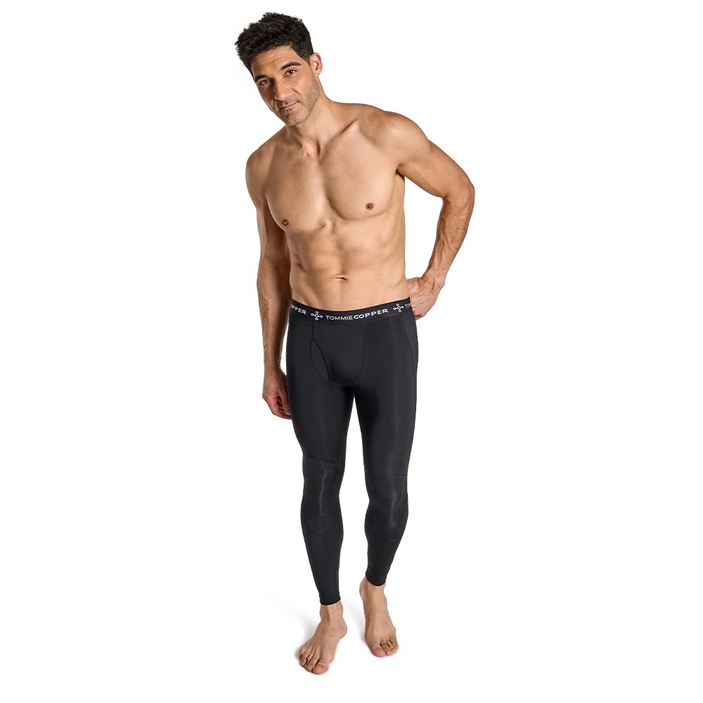 Tommie Copper Men's Compression Tights with Knee Support | UPF 50 Sun Protection, Moisture-Wicking & Breathable for Running, Gym Workouts & Knee Pain Relief | Ideal for Sports, Recovery & Active Lifestyle