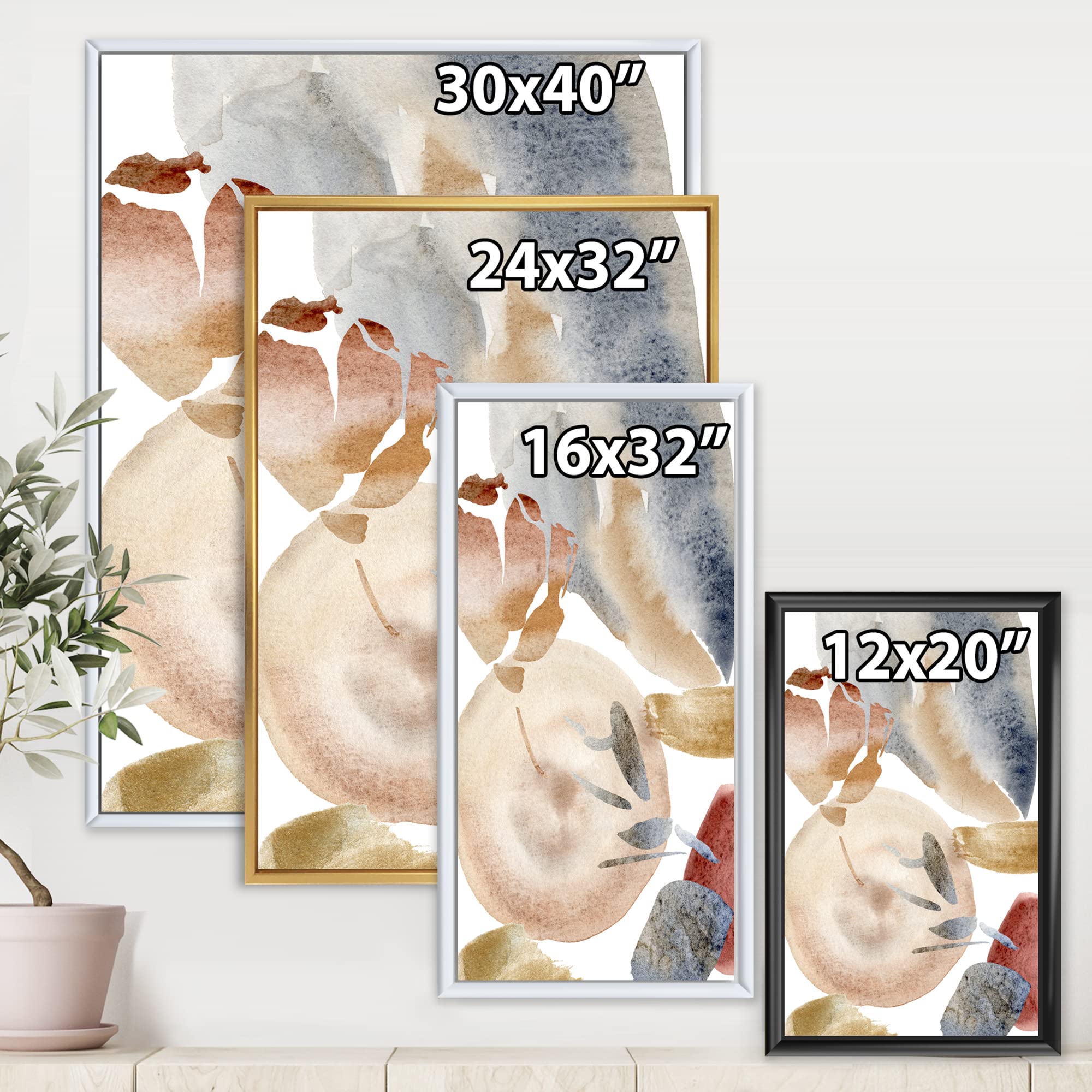 Abstract Pastel Wall Art with Red, Pink, Beige & Gold Spots - Modern Framed Canvas Print for Living Room, Bedroom & Office Decor