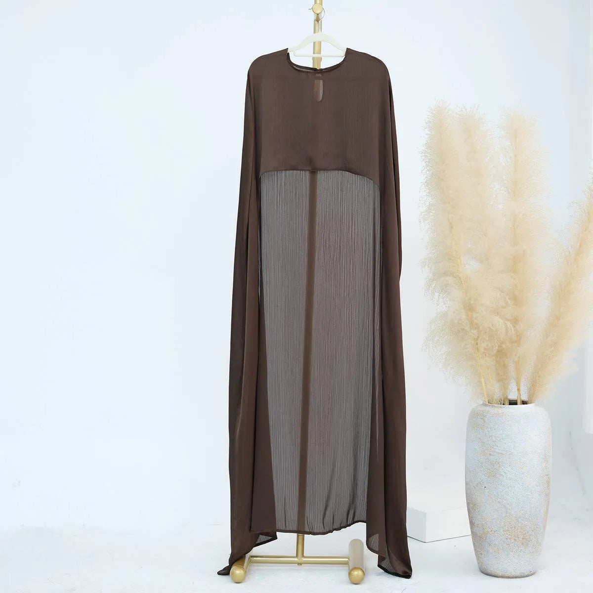 2 Pieces Set Elegant Chiffon Satin Abaya Dress for Women - Modest Islamic Prayer Dress #24920 | Perfect for Eid, Ramadan, Mosque & Special Occasions