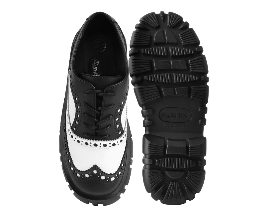 Black & White TUKskin™ Anarchic Airship Brogue Shoes - Punk Rock Vintage Style for Men & Women | Perfect for Gothic, Steampunk & Alternative Fashion Outfits