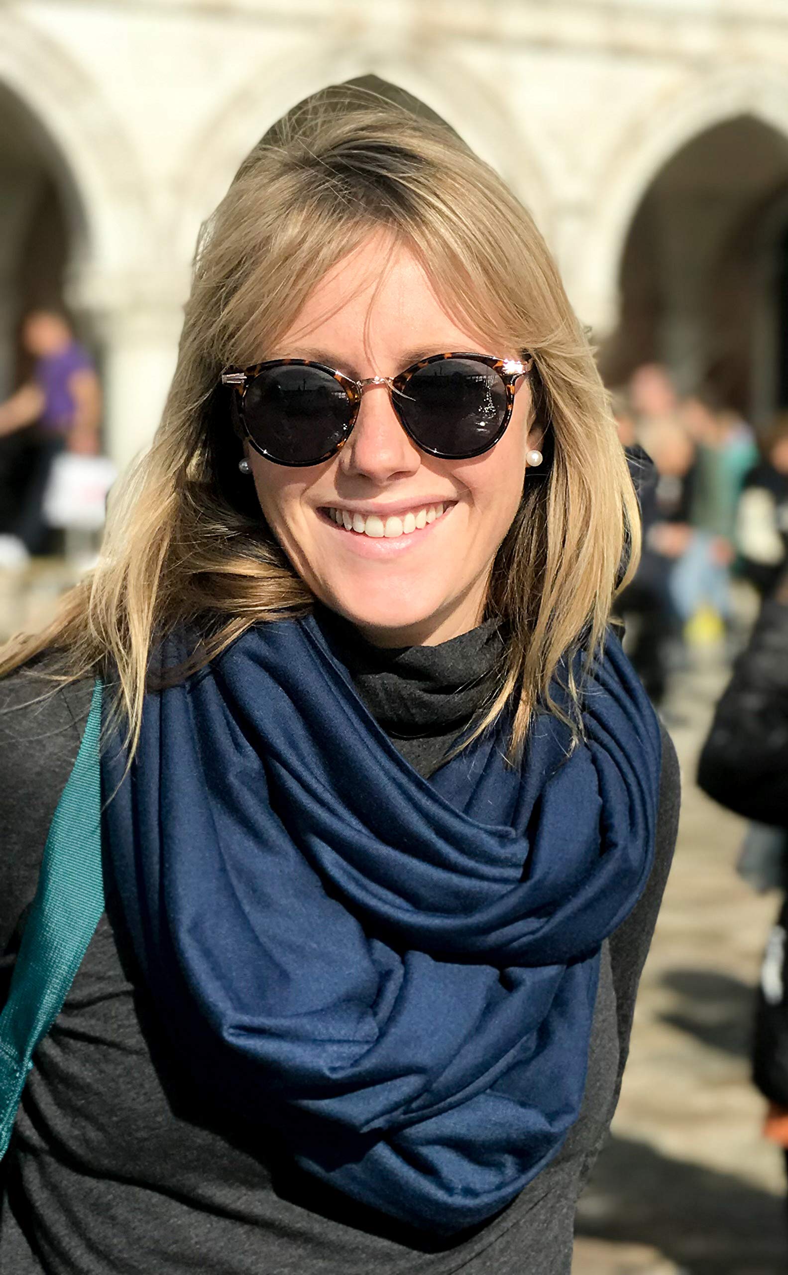 WAYPOINT GOODS Infinity Travel Scarf with Hidden Zipper Pocket for Women - Lightweight Cotton Bamboo Blend - Perfect for Airplane Travel, Commuting & Outdoor Adventures