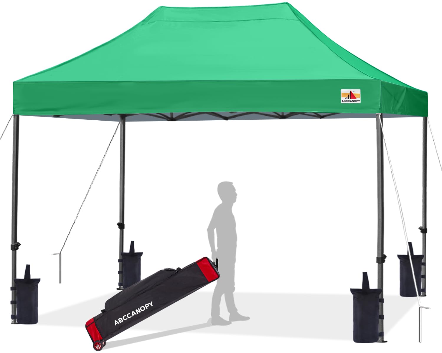 ABCCANOPY 10x15 Commercial Pop Up Canopy Tent - Heavy Duty Outdoor Instant Shelter for Patio, Backyard, Camping, Picnic & Events (Kelly Green)