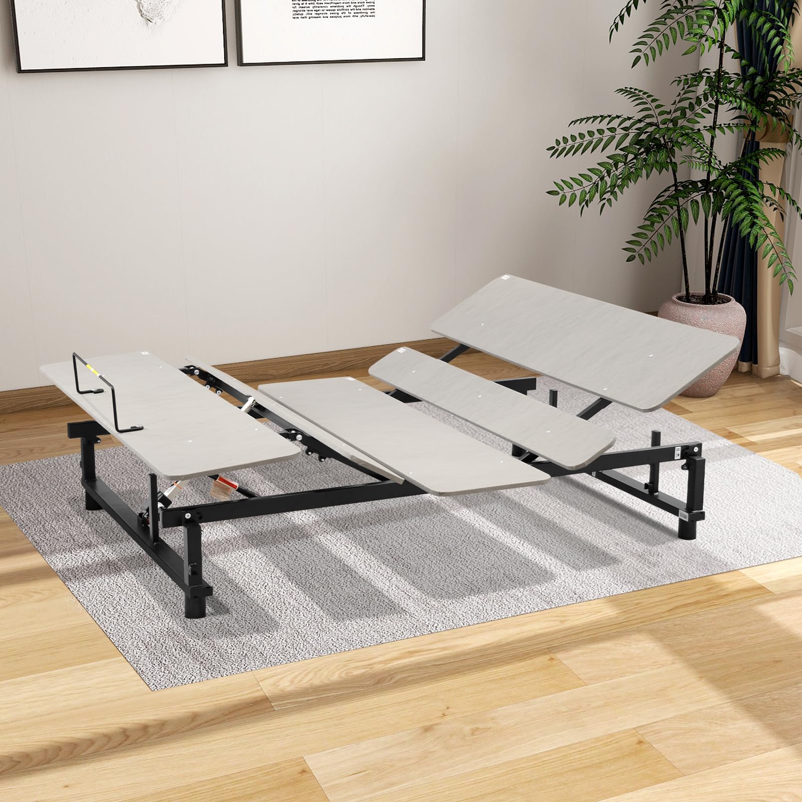 Donext Adjustable Bed Base Queen Size - Electric Bed Frame with Independent Head & Foot Incline, Quiet Motor & Wireless Remote - Grey - Perfect for Home, Hospital, or Elderly Care Comfort