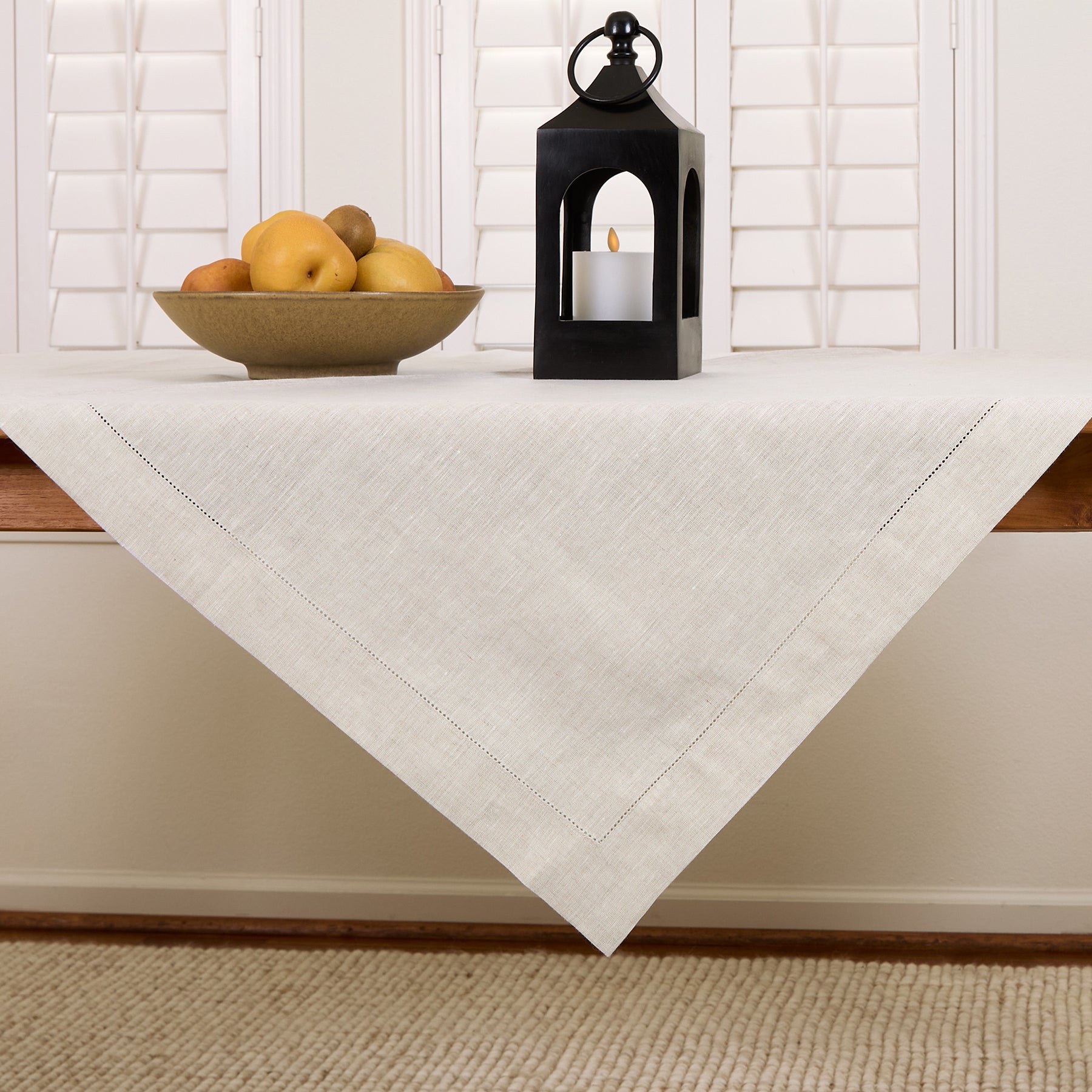 Classic Hemstitch Table Throw - Elegant Linen Table Runner for Dining Room Decor, Wedding & Holiday Table Settings