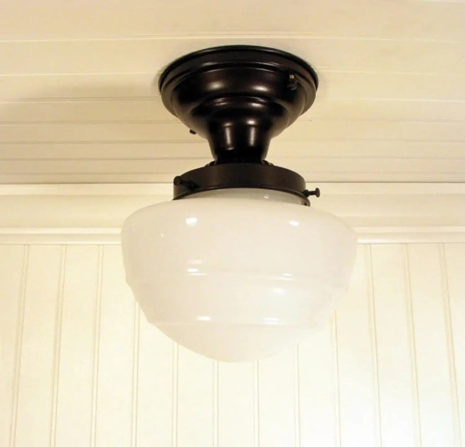 Vintage Mushroom Style Schoolhouse Ceiling Light Fixture - Industrial Pendant Lighting for Kitchen, Dining Room & Bedroom