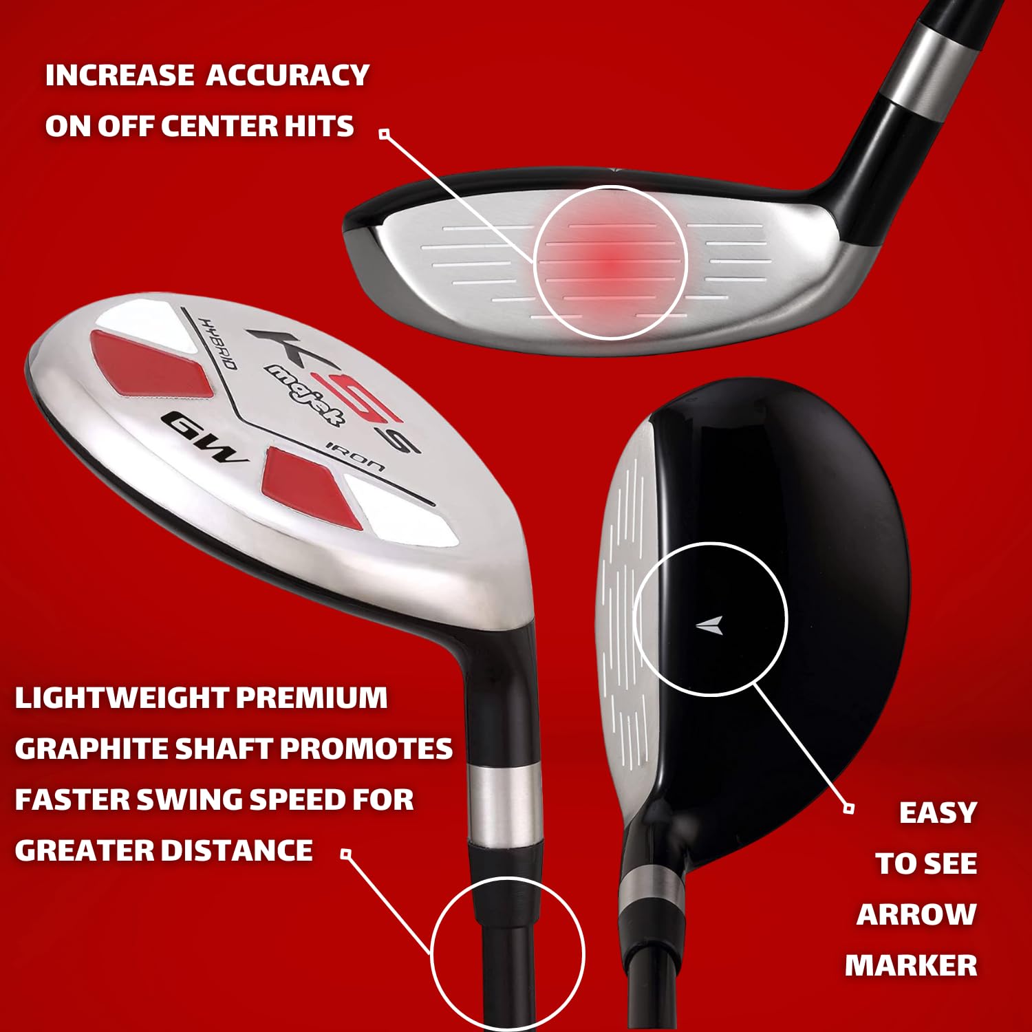 Majek Golf #GW Hybrid 52 Degree Hybrid Iron Wedge - Ladies Flex Graphite Shaft Right Handed Golf Club - Standard Length for Women - Ideal for Long Fairway Shots & Approach Play on the Course