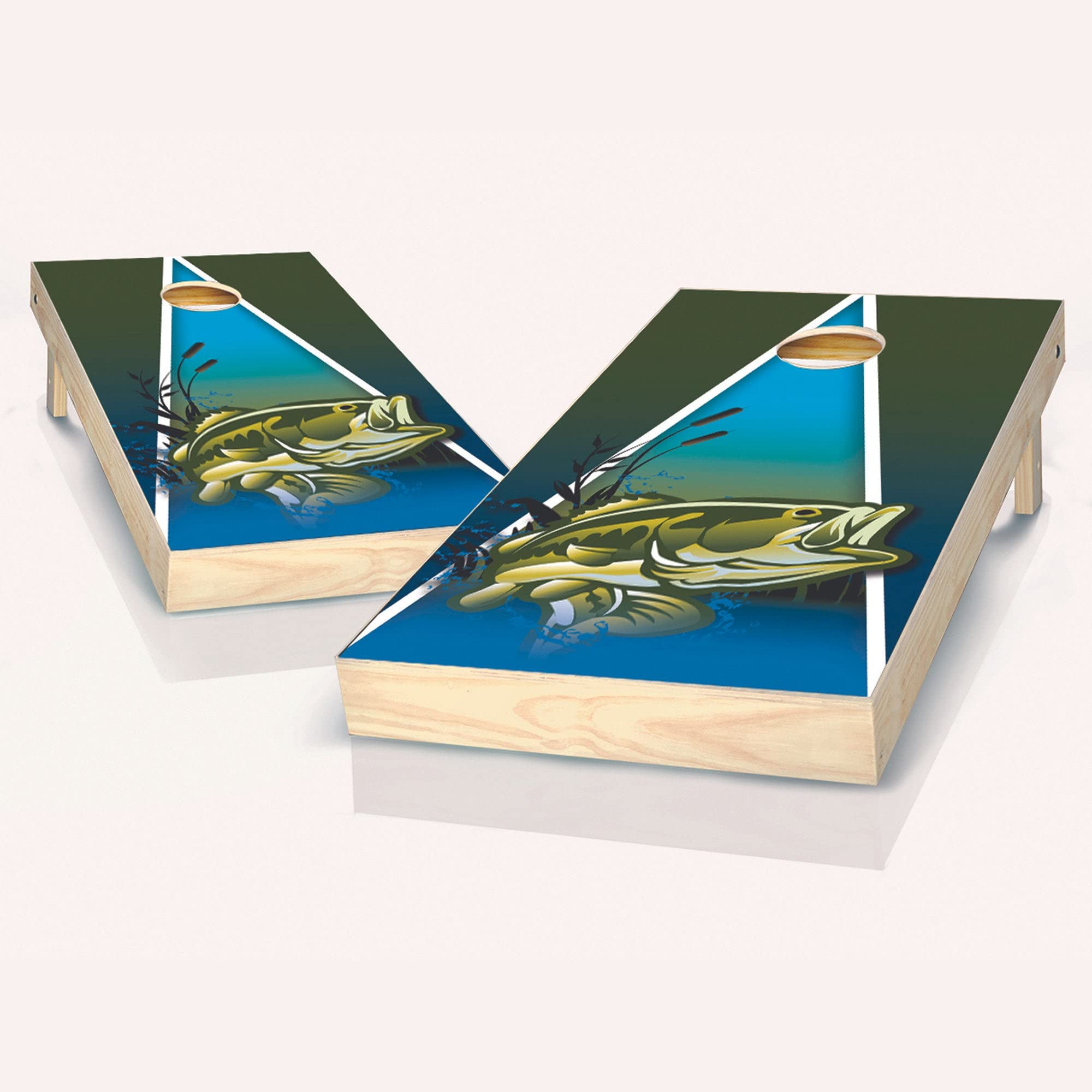 Skip's Garage Premium Fishing-Themed Cornhole Boards Set - Includes 2 Boards, 8 Bags & Accessories - Perfect for Backyard Parties, Tailgating & Outdoor Games (Choose Your Style)