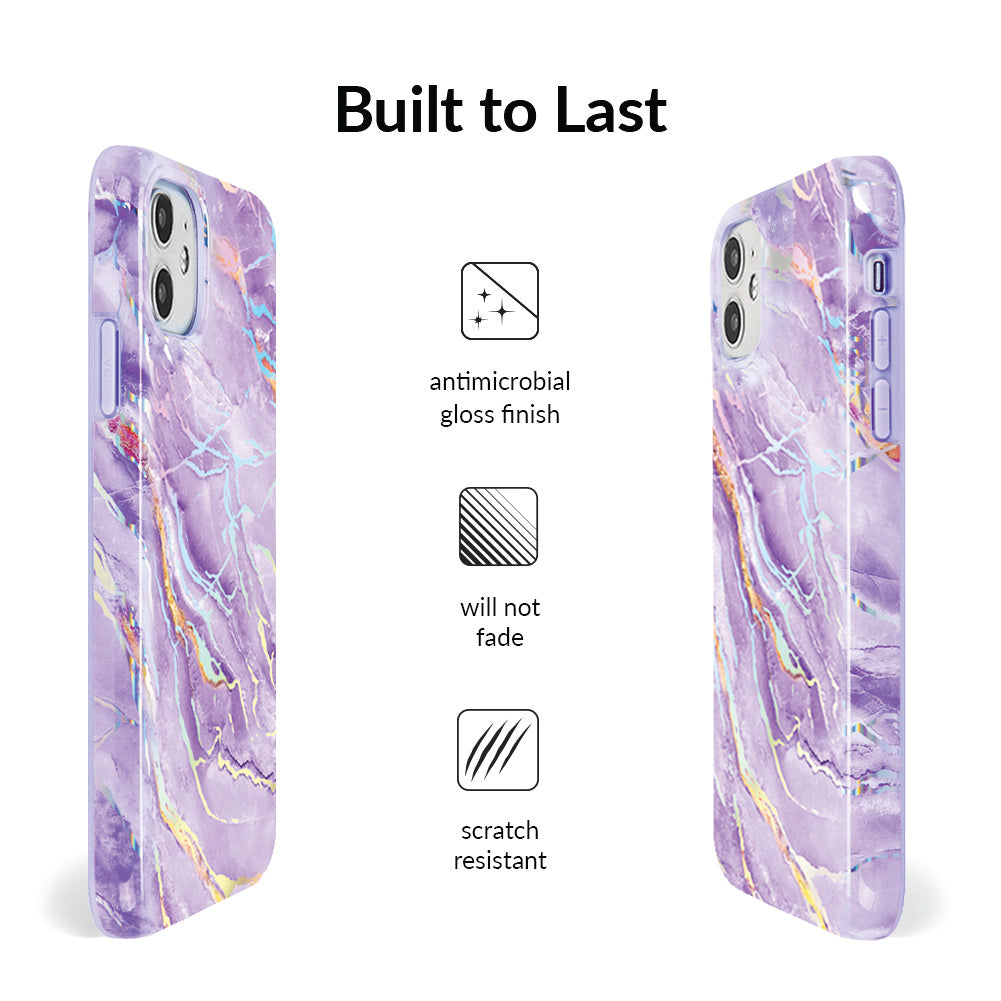 Purple Holographic Moonstone iPhone Case - Durable & Stylish Phone Cover for iPhone 13/14/15 Pro Max - Perfect for Everyday Use, Travel & Gift Giving