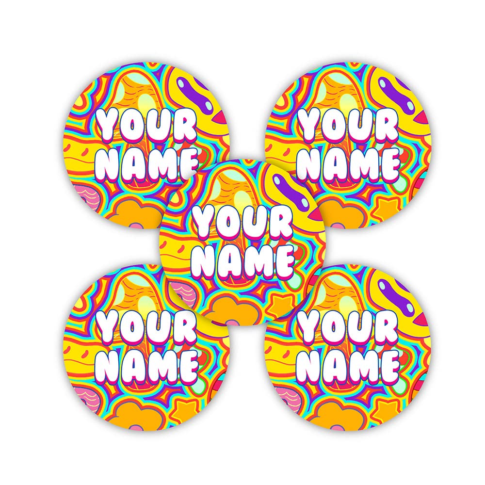 30 Round Personalized Waterproof Name Stickers for Kids - Custom Name Labels Dishwasher & Microwave Safe - Perfect for School Supplies, Daycare Items, Camping Gear & Lunch Boxes Organization