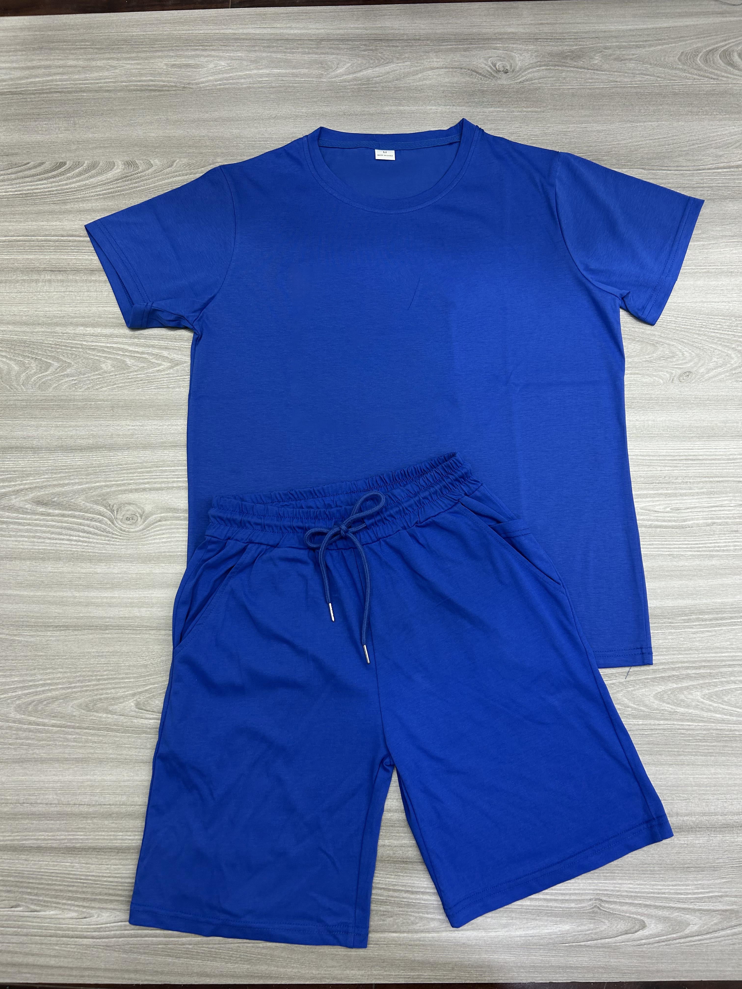 Men's Casual Short Sleeve T-Shirt and Shorts Set - Comfortable Summer Outfit for Beach, Gym, and Outdoor Activities