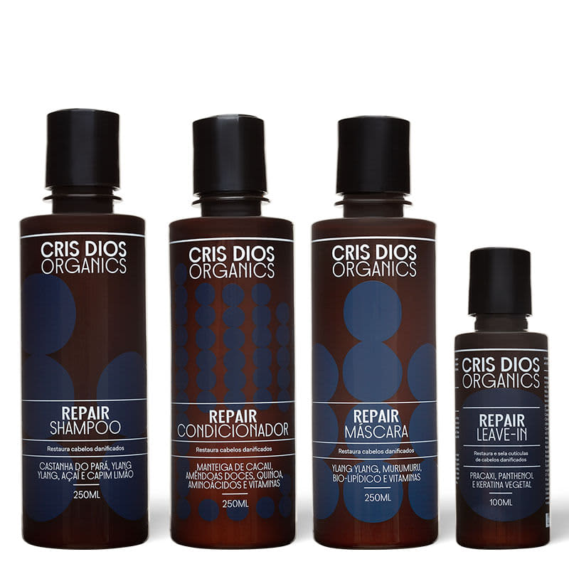 Cris Dios Organics Repair Kit - 4-Piece Hair Care Set for Damaged Hair | Natural & Organic Treatment for Dry, Frizzy Hair - Perfect for Home & Salon Use