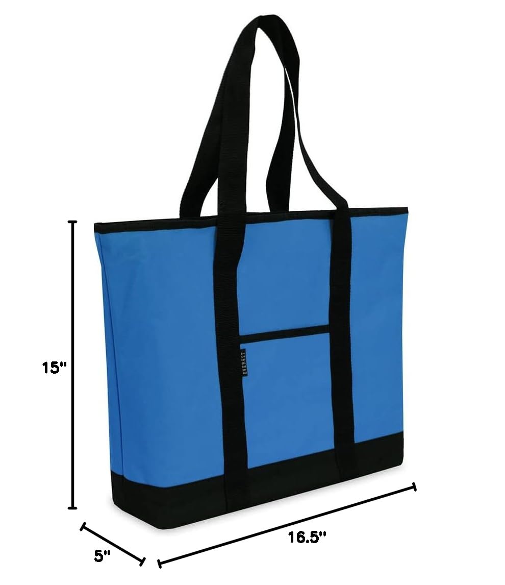 Everest Luggage Shopping Tote Bag - Royal Blue & Black Carryall Tote for Women - Perfect for Travel, Work, Gym & Beach (One Size)
