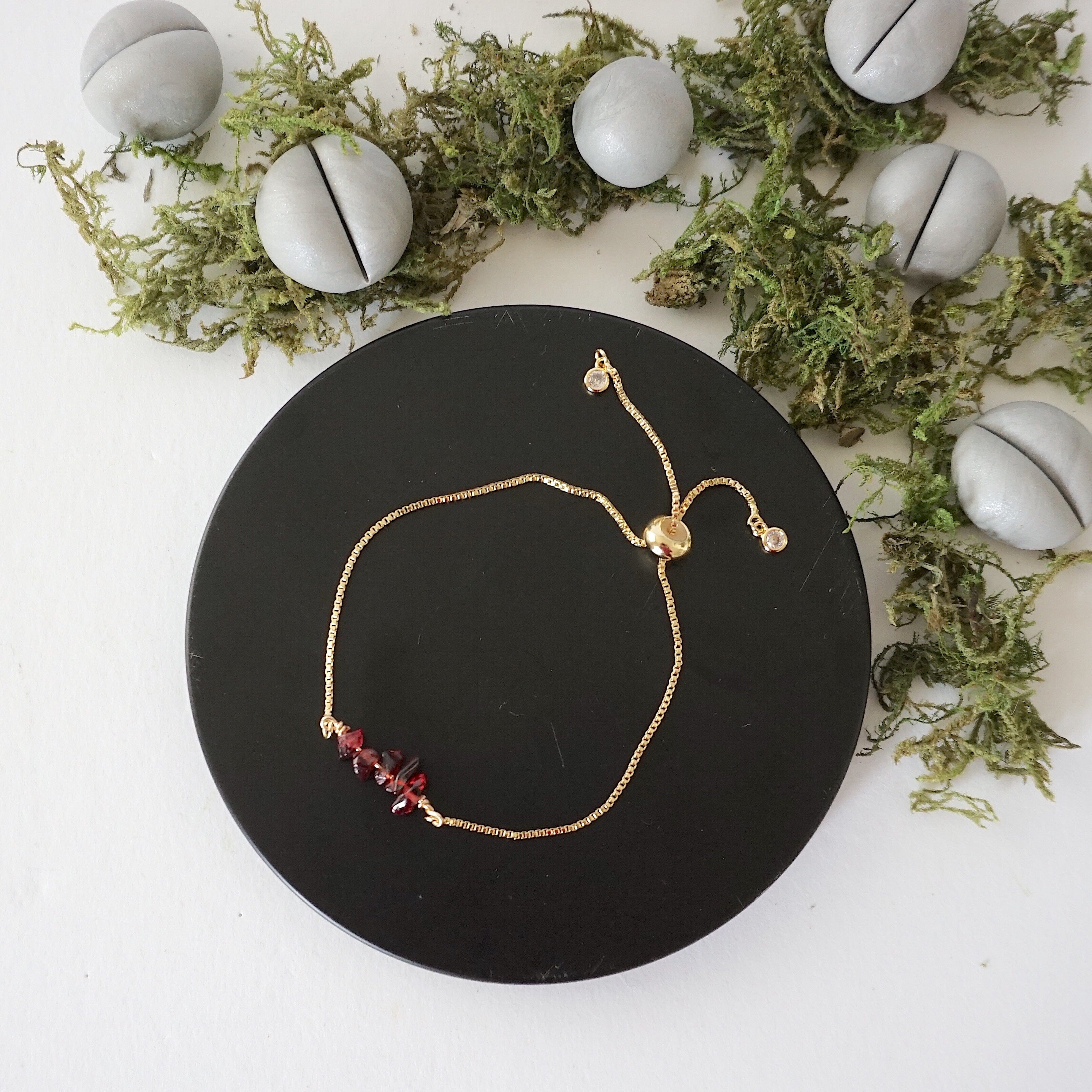 Elegant Gold Plated Adjustable Garnet Bolo Crystal Bracelet for Women | Boho Chic Jewelry Gift for Birthday, Anniversary & Special Occasions | Perfect for Parties, Weddings & Everyday Wear