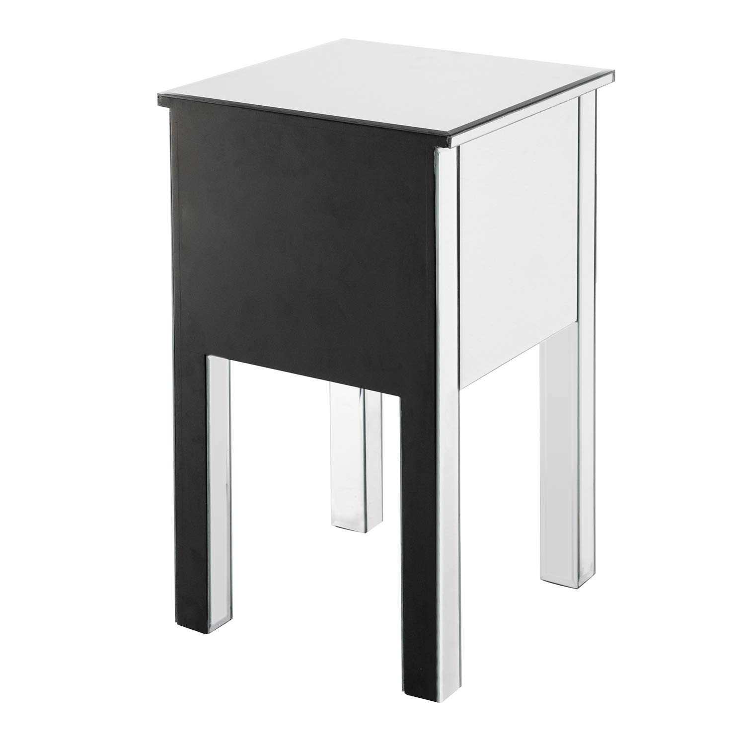 Mirrored Nightstand with 2 Drawers - Silver Bedside Table for Bedroom, Living Room, or Guest Room - Modern & Stylish Storage Solution