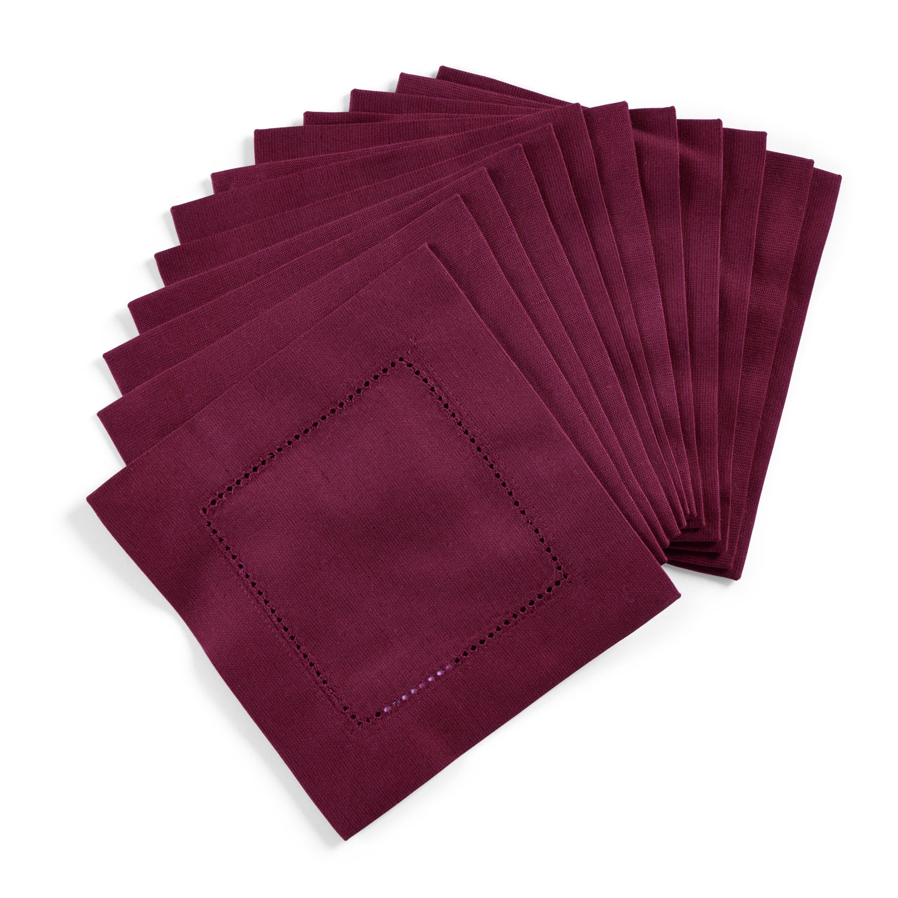 Premium Cotton Linen Hemstitch Cocktail Napkins - 12 Pack Elegant Dinner Napkins for Parties, Weddings & Home Decor - Absorbent & Reusable Beverage Napkins for Drinks & Appetizers