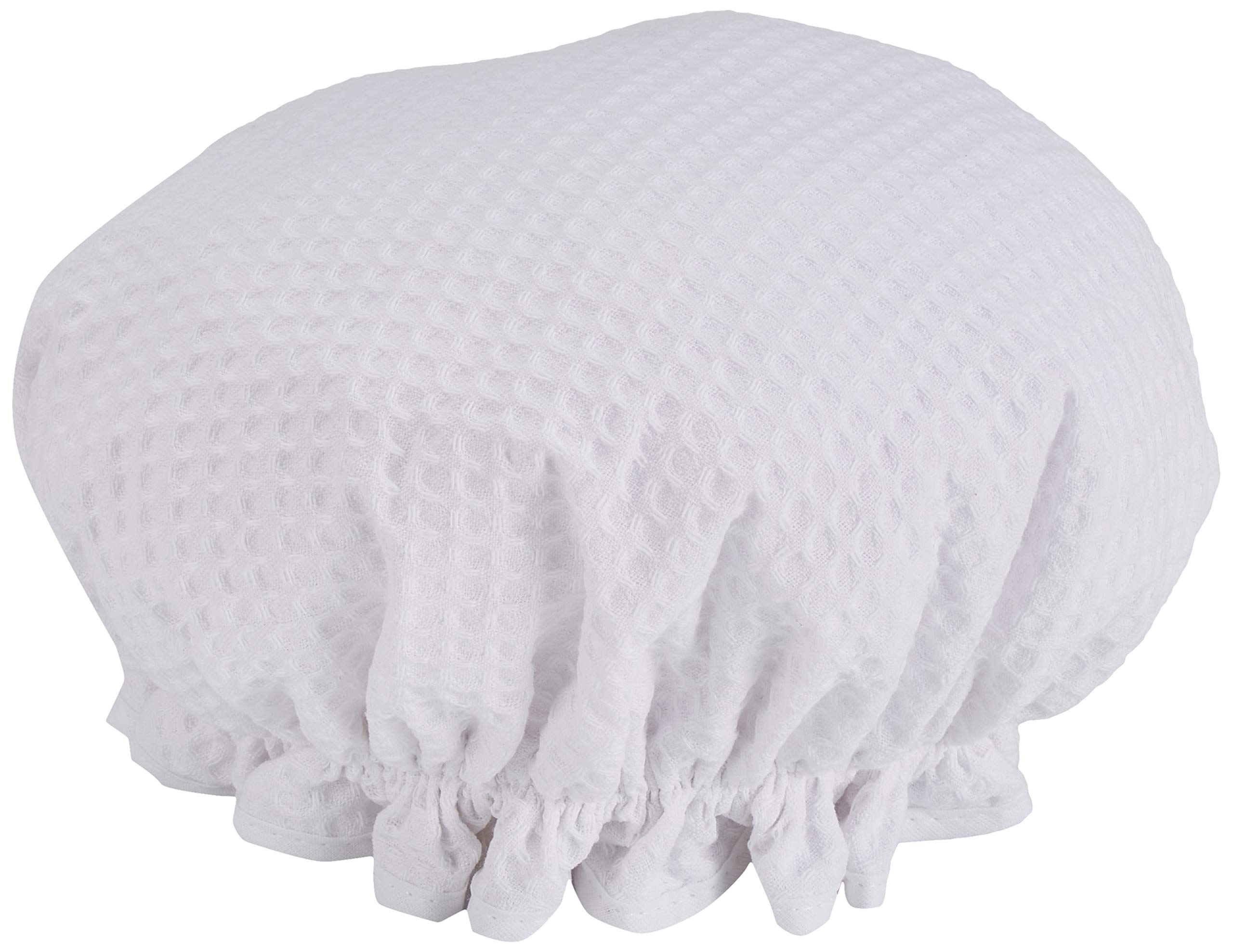 Bags Ltd Premium White Waffle Shower Cap for Women & Men - Waterproof Bath Hair Protector for Swimming, Spa & Salon Use
