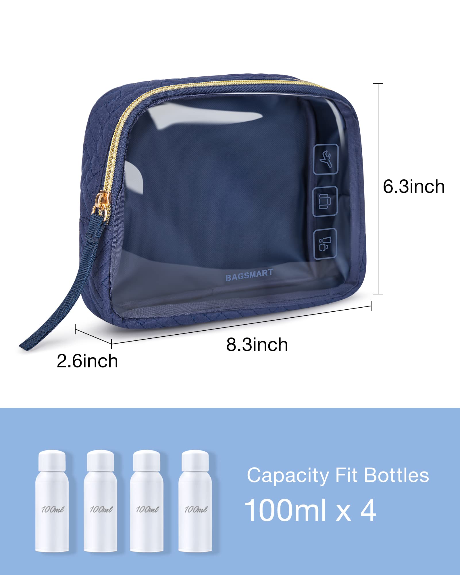 BAGSMART TSA Approved Toiletry Bag 3-Pack - Clear Travel Cosmetic Organizer for Carry-On Essentials - Perfect for Air Travel & Vacation Packing