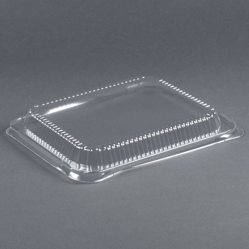 Durable Clear Plastic Dome Lids for 12.63 x 10.5 Inch Oblong Containers - 1.5