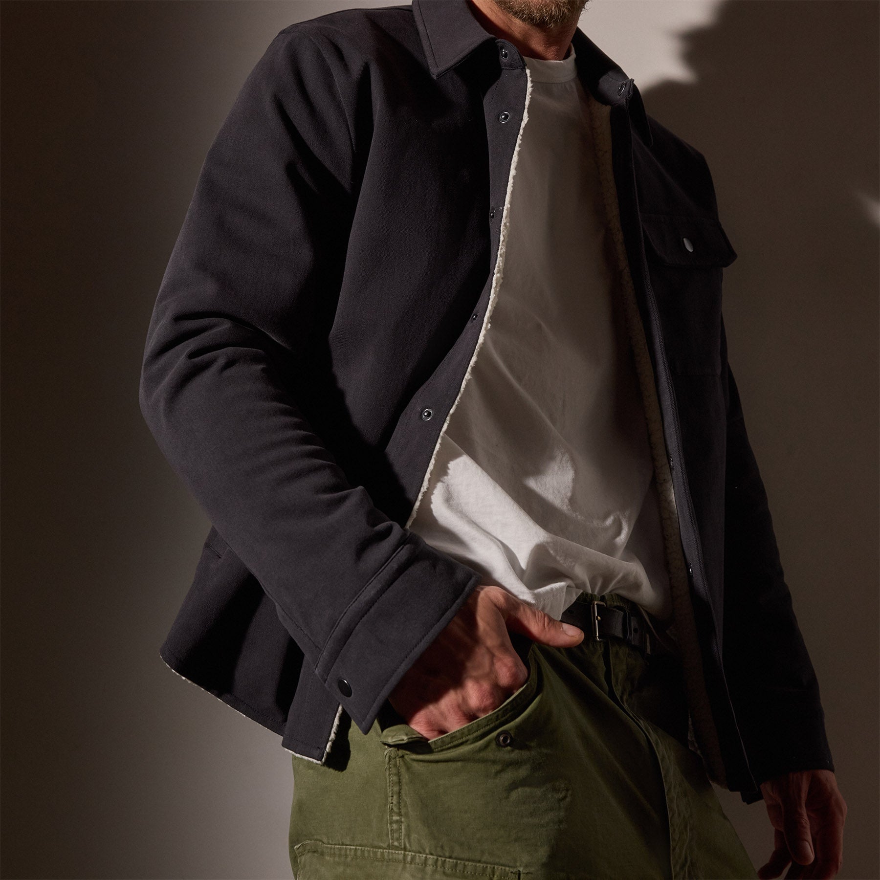 Sherpa Lined Woven Shirt Jacket for Men & Women | Cozy Fleece Lined Overshirt | Warm Winter Layering Piece | Perfect for Outdoor Activities & Casual Wear (Magma Color)