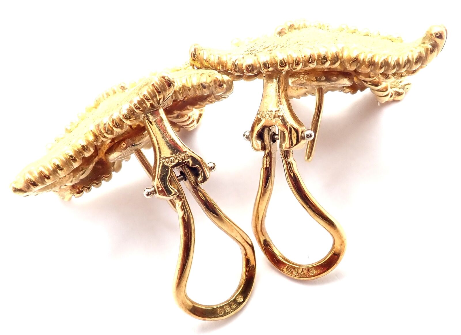 Authentic Vintage Tiffany & Co Starfish 18k Yellow Gold Large Hoop Earrings - Perfect for Weddings, Anniversaries & Special Occasions