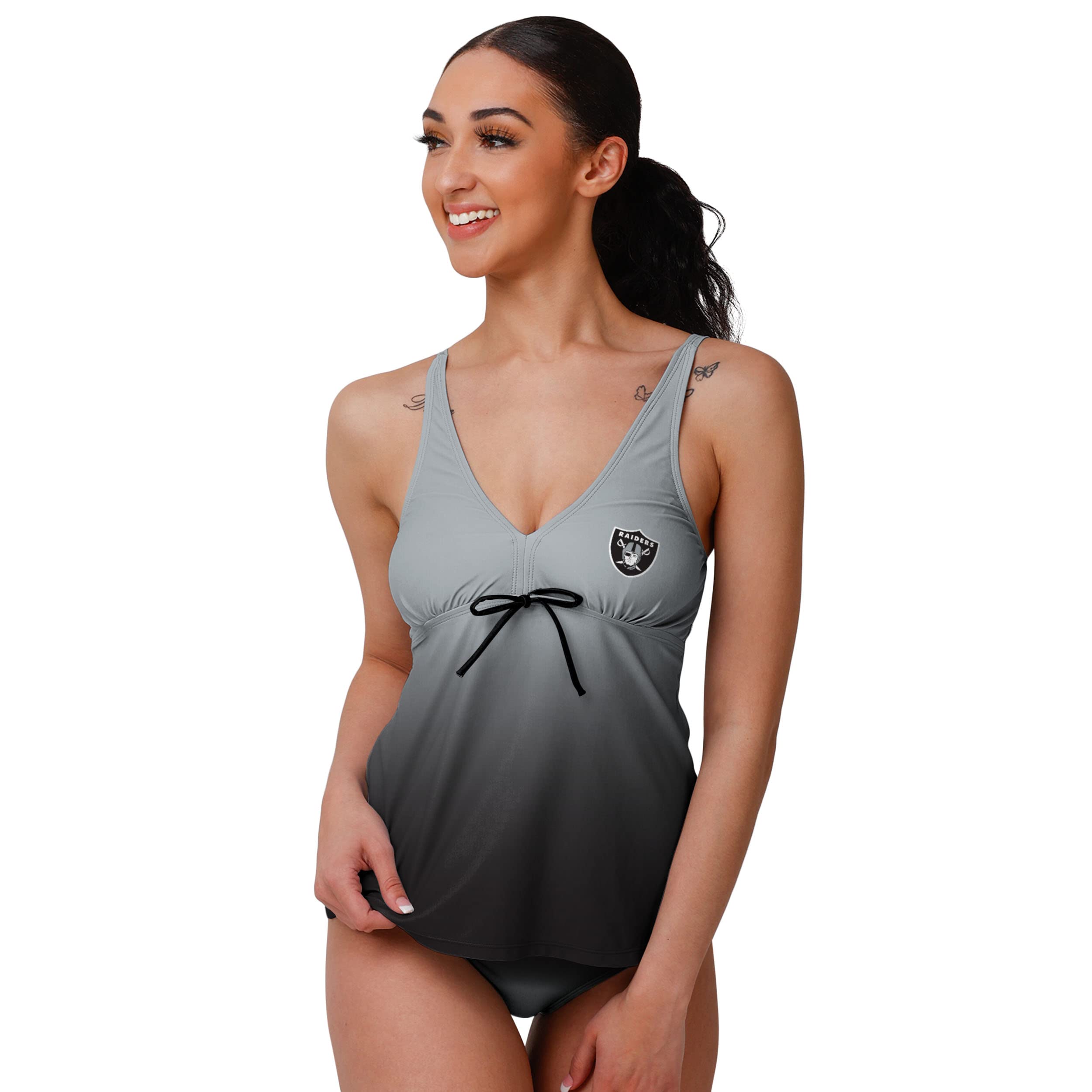 Las Vegas Raiders NFL Women's Gradient Tankini Top - Official Licensed Football Swimwear for Pool, Beach & Game Day Outfits