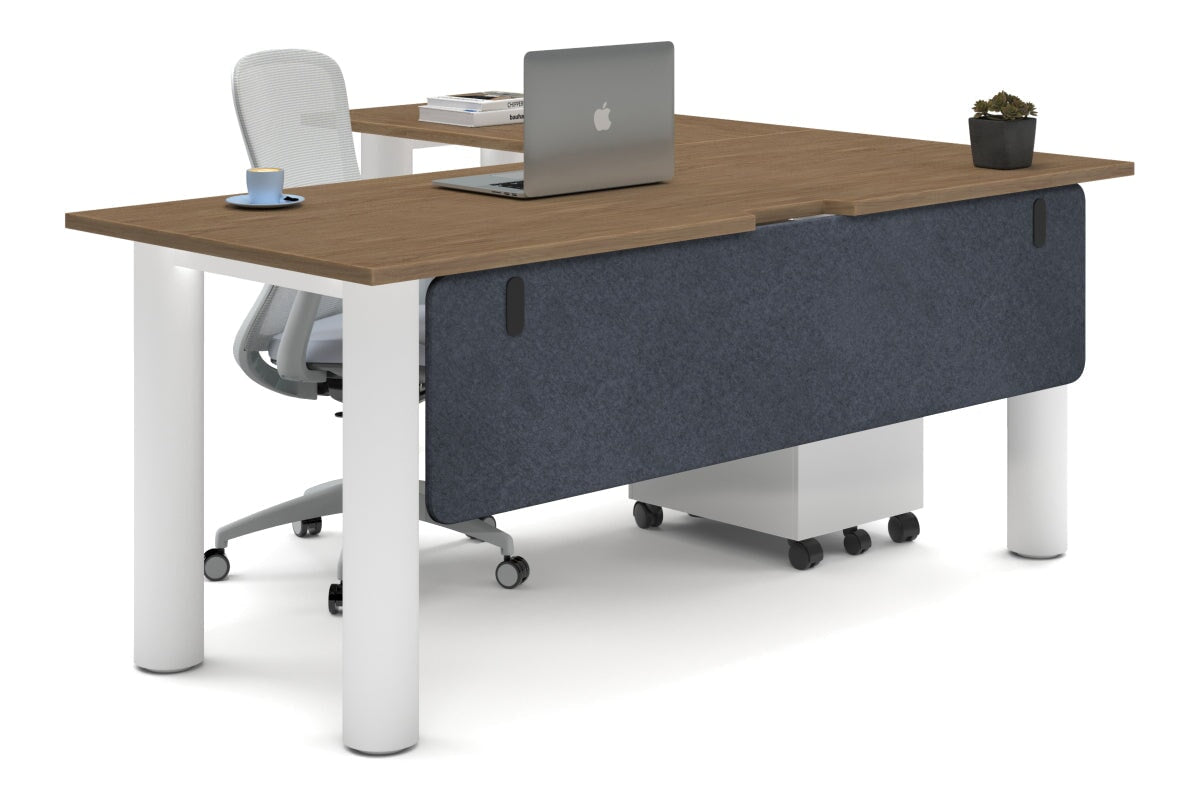 Quadro Cylinder Leg L-Shaped Corner Office Desk - 1800L x 1550W with Cable Management | Modern Home Office & Gaming Setup