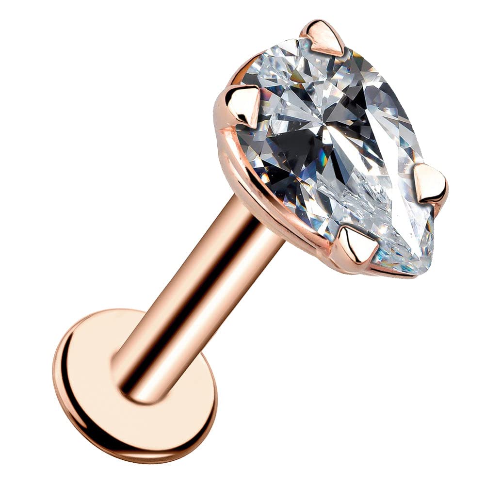 Pear Shaped Cubic Zirconia Stud Earrings for Women - Flat Back Hypoallergenic Fashion Jewelry - Perfect for Weddings, Parties & Everyday Wear