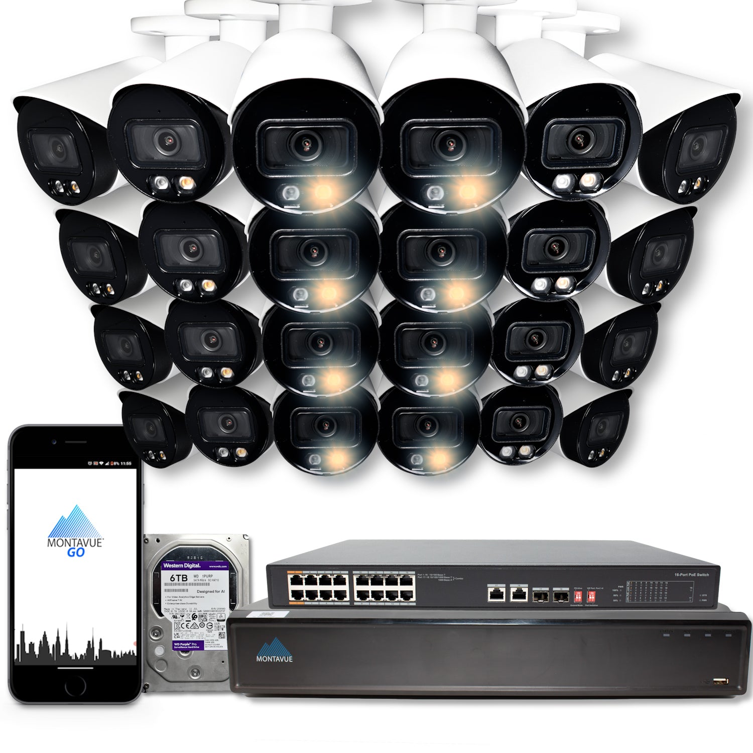 8MP 4K Security Camera System - 4 Bullet Cameras & 32CH NVR with 6TB HDD for 24/7 Surveillance | Outdoor/Indoor Use for Home, Business & Warehouse Security Monitoring