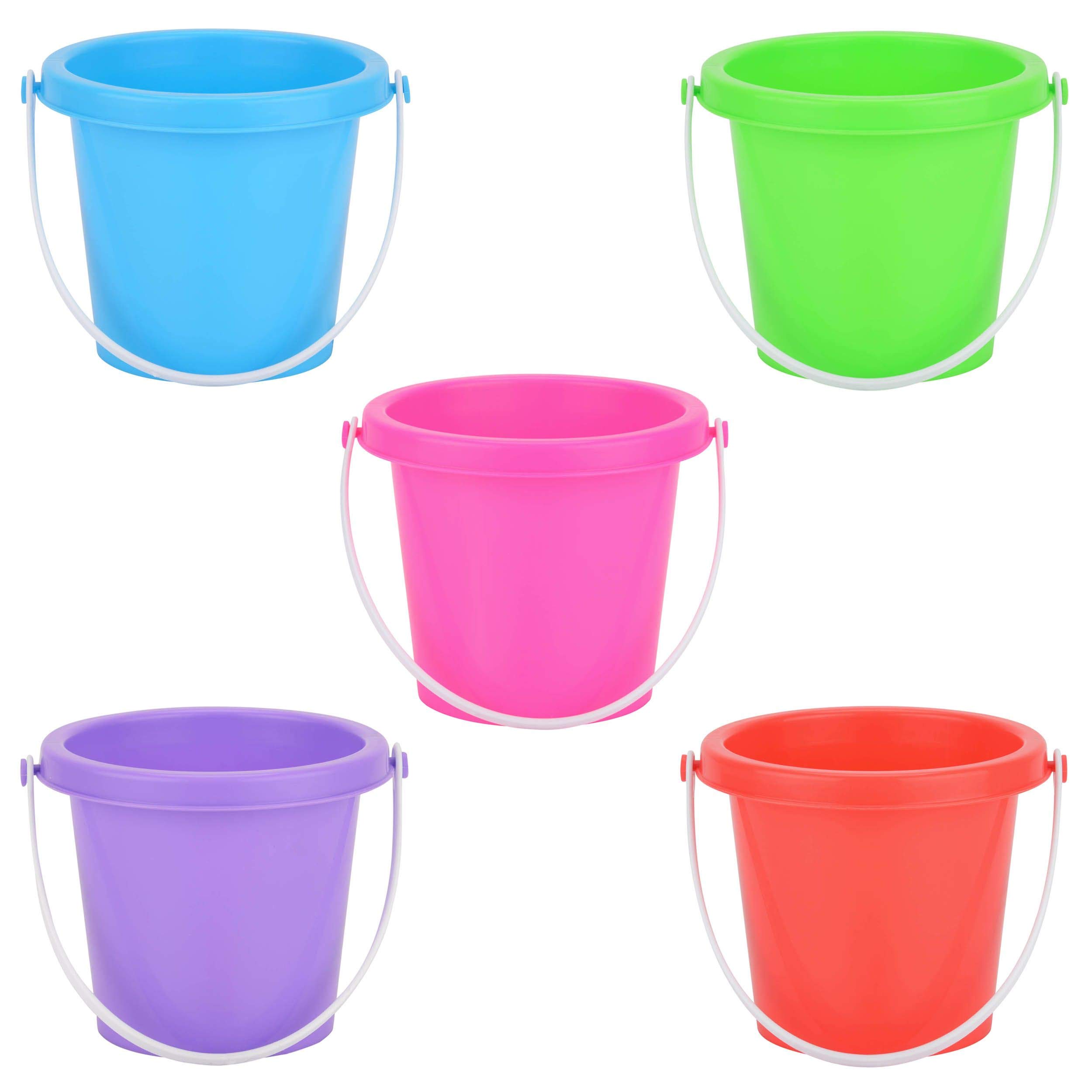 Vibrant Primary Colors Bucket - Red, Blue & Yellow Plastic Pail for Kids' Art Projects, Sand Play & Beach Activities