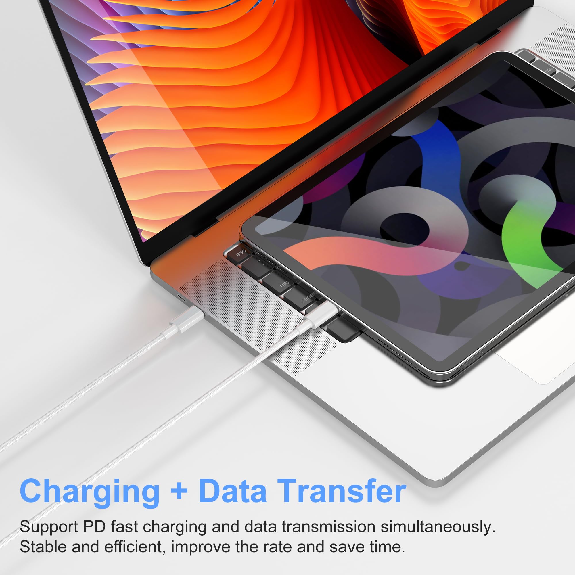 Fast Charging 20W USB C Charger 3 Pack with 10ft Braided Type C Cable - Compatible with iPhone 16/16 Pro/16 Pro Max/15, iPad Pro, MacBook Air - Perfect for Home, Office & Travel Charging
