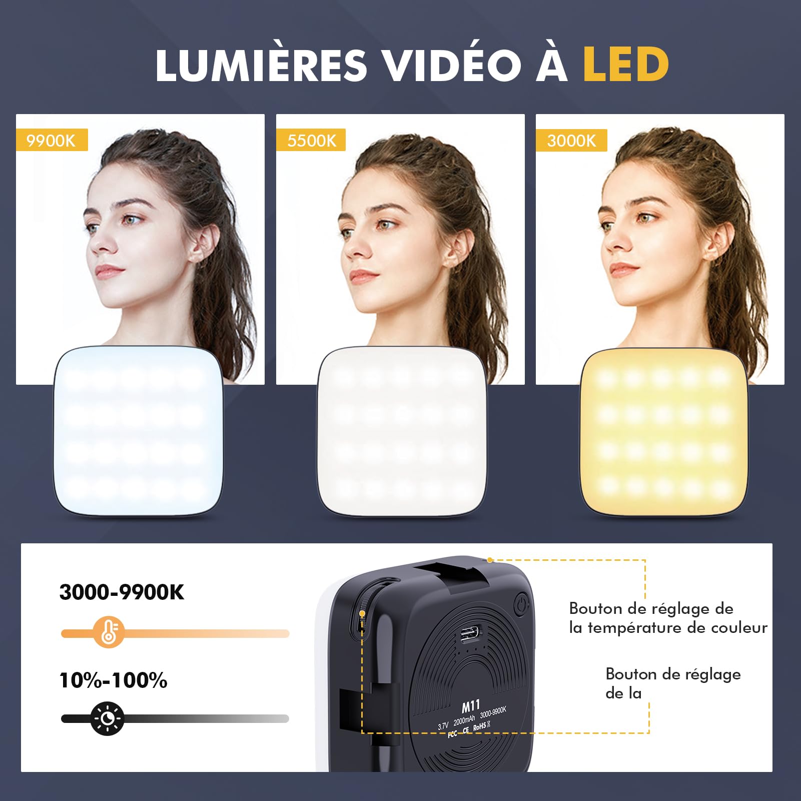 Etentous LED Selfie Ring Light with Clip - 72 LED Portable Selfie Lighting for TikTok, YouTube, Vlogging & Video Conferencing - Adjustable 3000-9900K Color Temperature - Perfect for Live Streaming, Makeup, Photography & Zoom Meetings (Model M11)