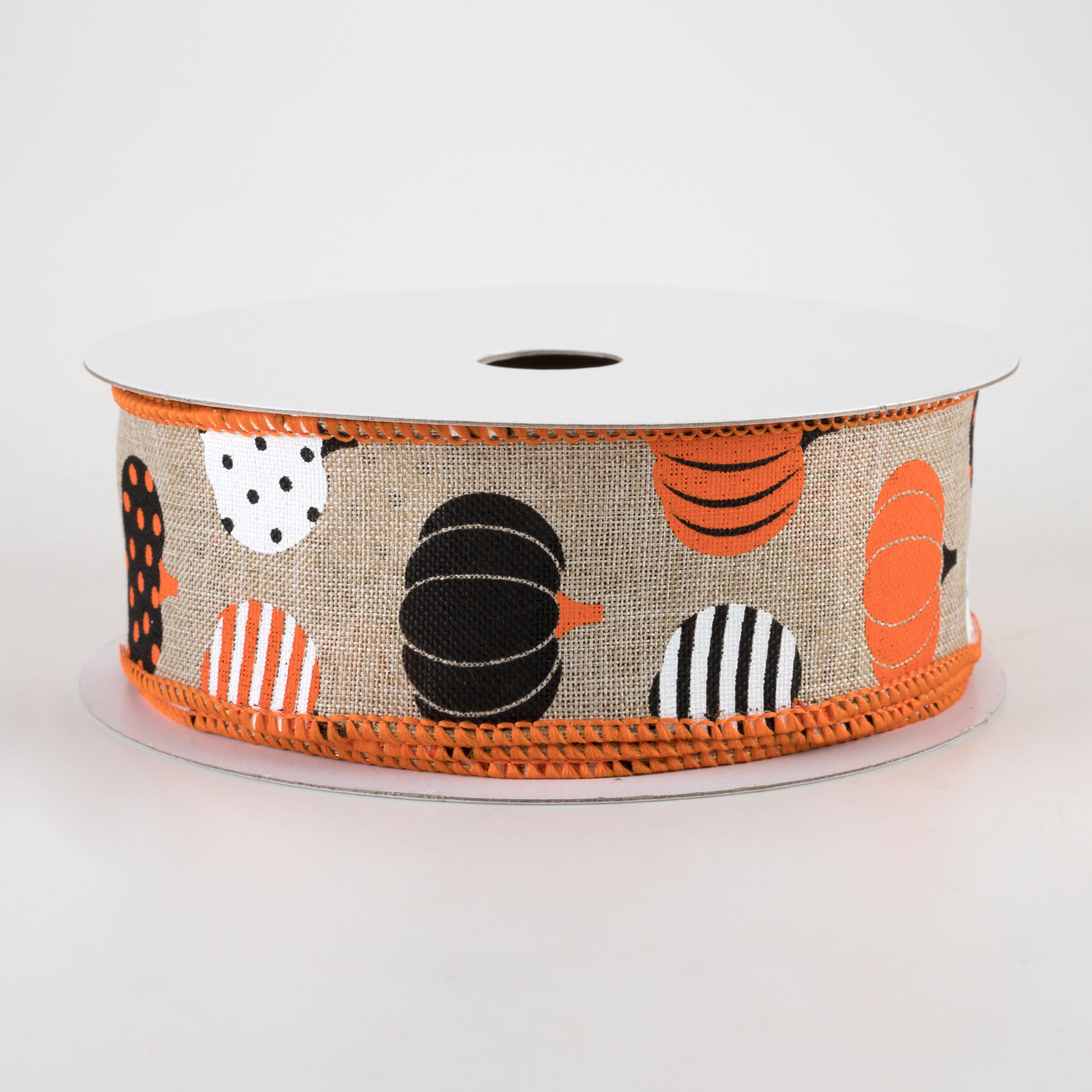 1.5 Inch Patterned Pumpkins Ribbon - Natural Jute Burlap Ribbon (10 Yards) for Fall Decor, Gift Wrapping, and DIY Crafts