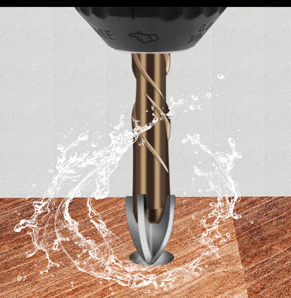 High-Performance Cross Alloy Drill Bit Set with Hex Handle & Spiral Groove - 4 Blades for Tile, Glass, Ceramics, Plastic & Steel (6MM) - Perfect for Home DIY Projects, Construction & Metalworking