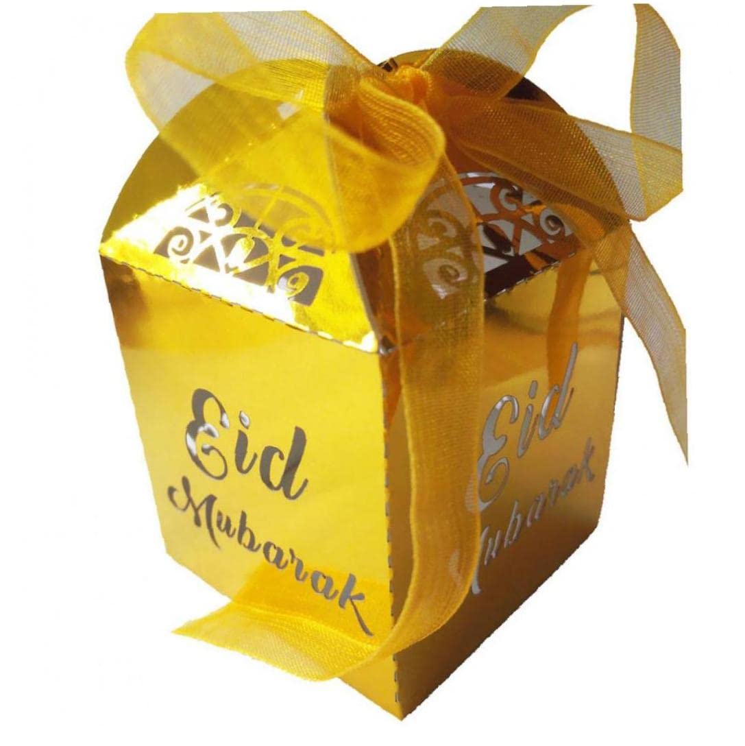 50pcs Happy Eid Mubarak Gift Boxes - Ramadan Decorative Paper Boxes for Candy, Jewelry & Party Favors - Islamic Festival Decorations for Home, Mosque & Celebrations