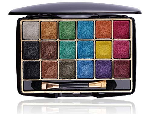 FOZZBY 18-Color Travel Eyeshadow Palette with Brush - Highly Pigmented, Shimmer & Matte Pressed Powder for Professional Eye Makeup | Perfect for Travel, Parties & Daily Use