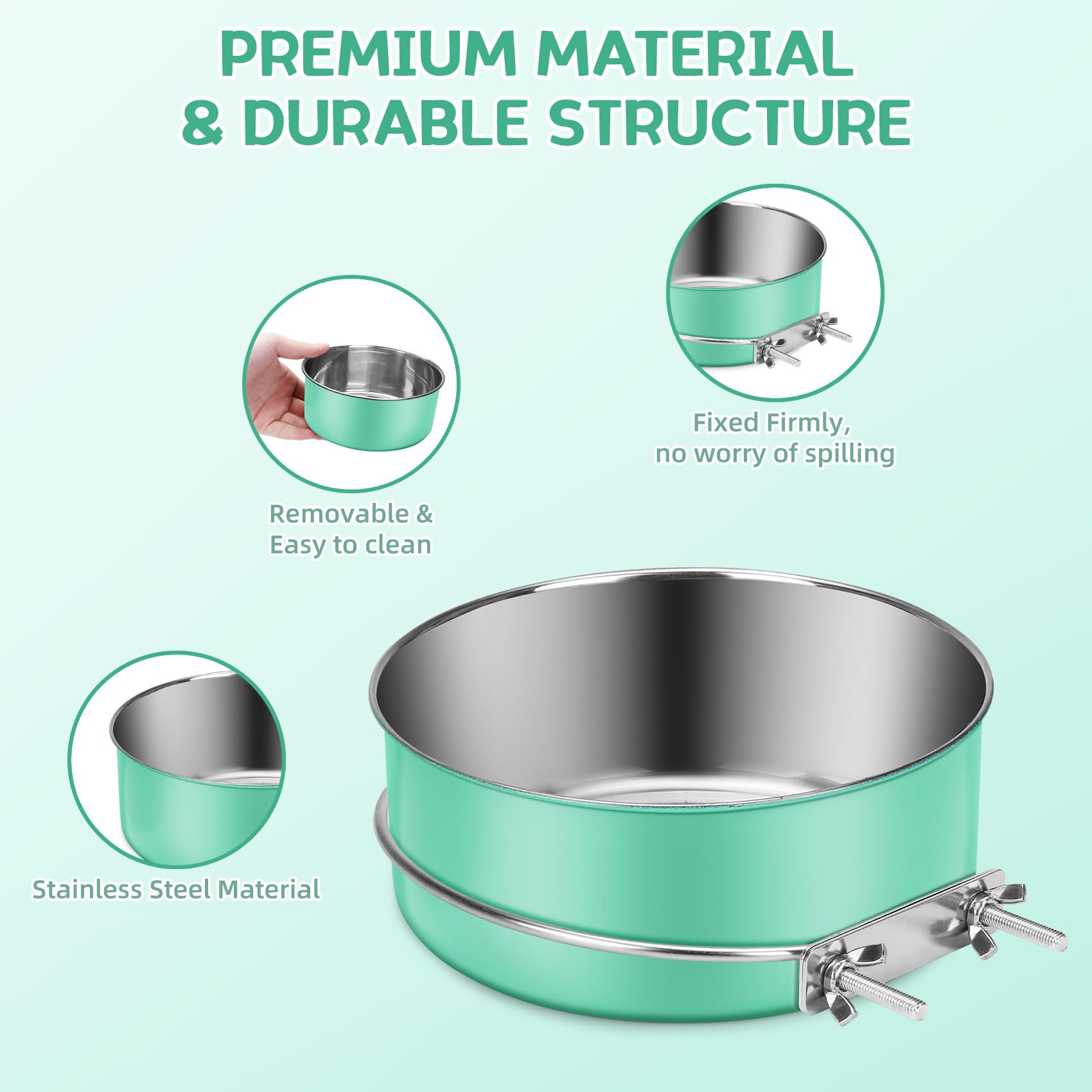 Stainless Steel Hanging Pet Bowls - 2PCS Dog Food & Water Bowls with Grate Design for Cage, Crate, Kennel - Durable Elevated Feeder for Small & Medium Dogs - Perfect for Travel, Camping & Home Use