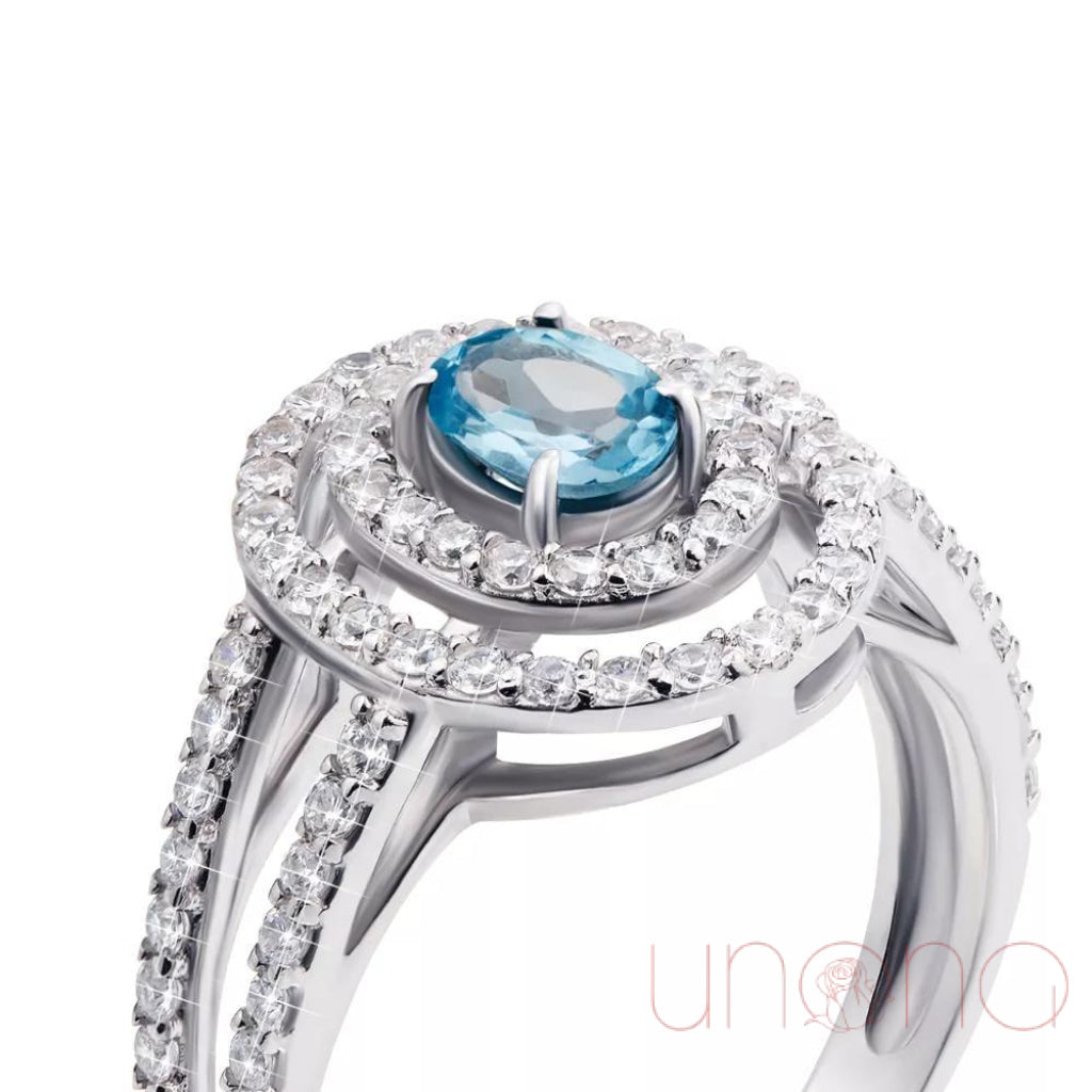 Affinity Sterling Silver Ring with Genuine Blue Topaz Gemstone – Perfect for Engagement, Anniversary & Everyday Elegance