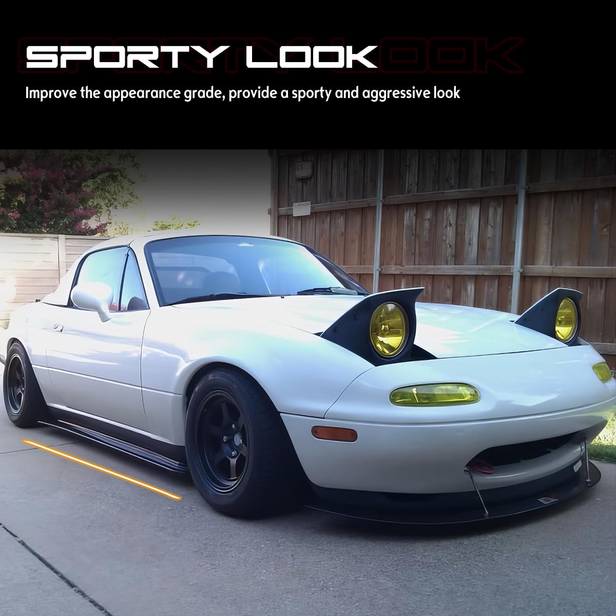 1990-1997 Mazda Miata Front Bumper Lip & Side Skirts - Flexible Polyurethane (PU) Unpainted Black Exterior Auto Parts - Perfect for Car Customization & Performance Upgrades