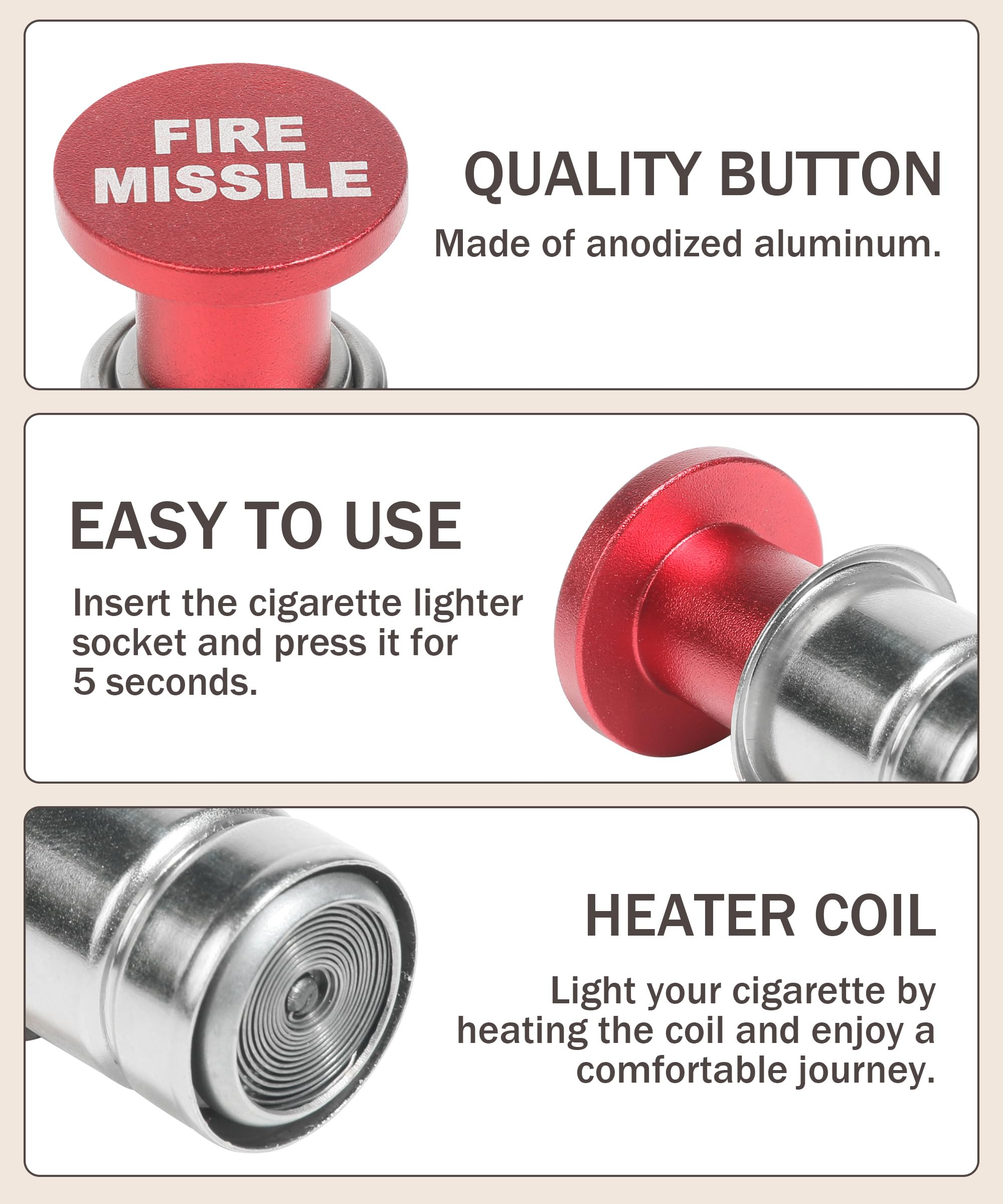 12V Car Cigarette Lighter Plug - Aluminum for Cars, Trucks & Boats - Perfect for Road Trips & Camping