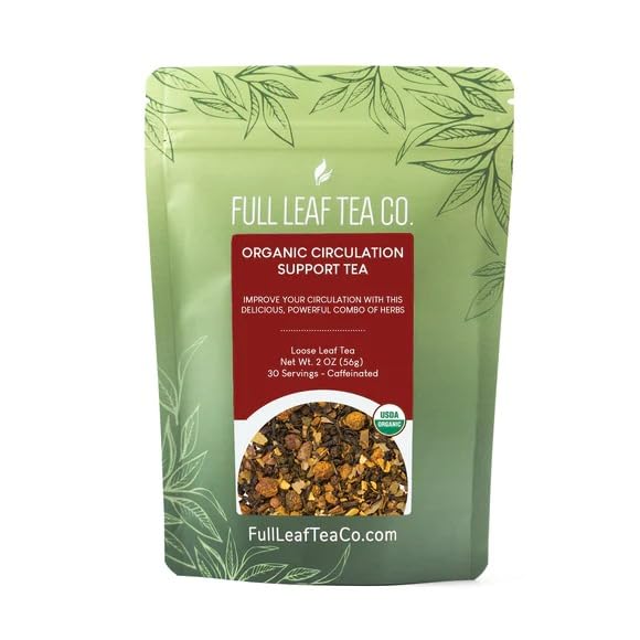 Organic Circulation Support Loose Leaf Tea - 2oz Bag (Approx. 30 Servings) | Herbal Tea for Blood Flow & Detox | Full Leaf Tea Co. | Perfect for Relaxation & Wellness Routine