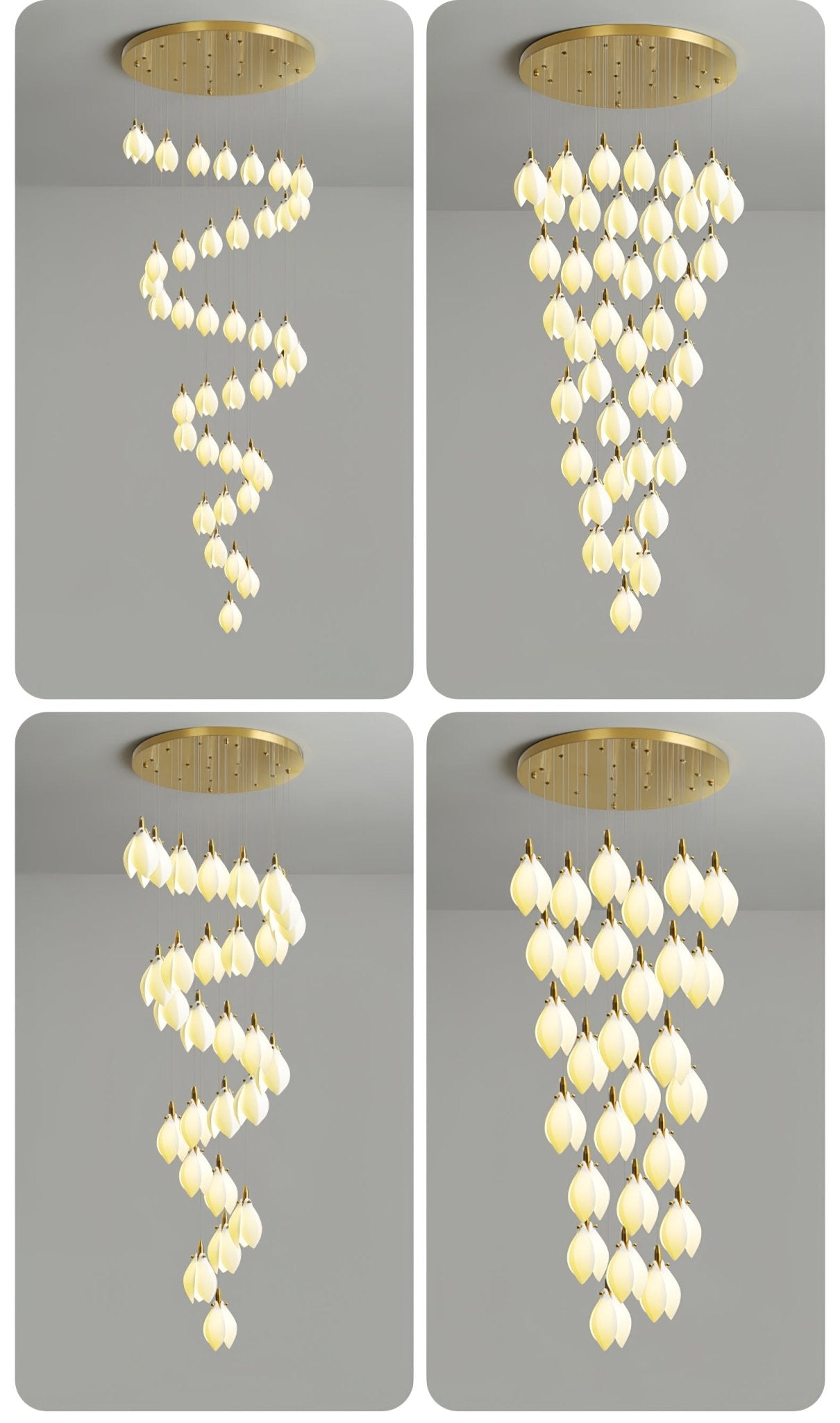 Astralis Bloom Stairs Chandelier - Modern Crystal Ceiling Light Fixture for Living Room, Dining Room, Bedroom & Staircase Decor